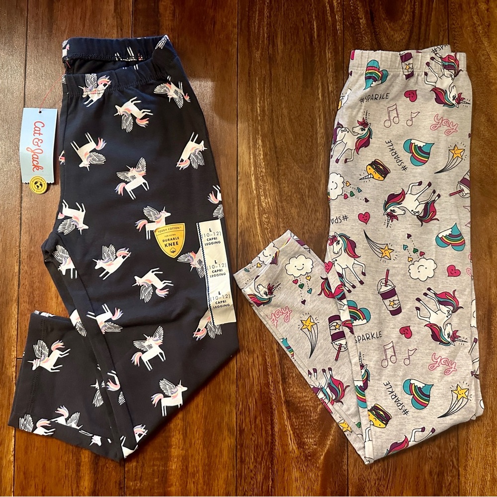 Girls large unicorn Capri and full length leggings